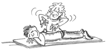 Disegno: una bambina esegue dei massaggi sulla schiena di una compagna
