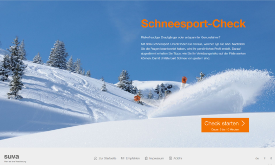 screenshot homepage schneesport check der suva deutsch