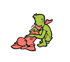 Comic: Ein Kind liegt am Boden, das andere massiert ihm den Rücken.