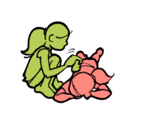 Disegno: una bambina massaggia la schiena di una compagna sdraiata bocconi