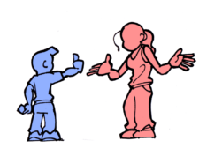 Disegno: un bambino dà il proprio feedback all'insegnante alzando il pollice.