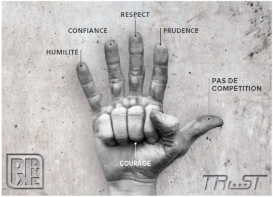 Graphique: La main définit et symbolise les principales valeurs d’après TRuST.