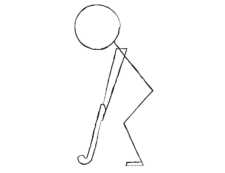 Graphique: Position correcte du corps avec club dans la main.