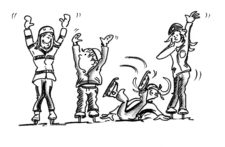 Comic: Vier Kinder grüssen auf unterschiedliche Art.