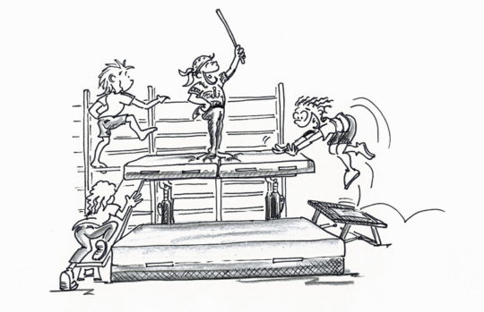 Disegno: diversi bambini durante l'esecuzione dell'esercizio