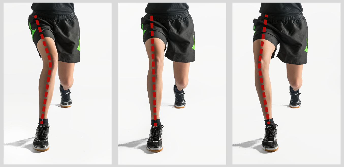 Foto: tre immagini che illustrano le posizioni scorrette e la posizione corretta delle gambe