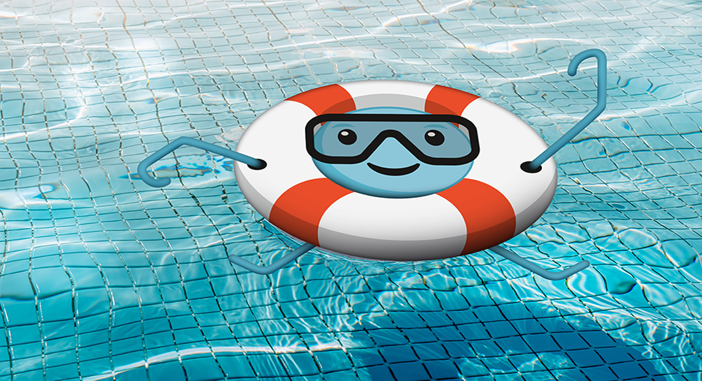 Foto: disegno stilizzato di salvagente in mezzo all'acqua di una piscinaring auf dem Wasser