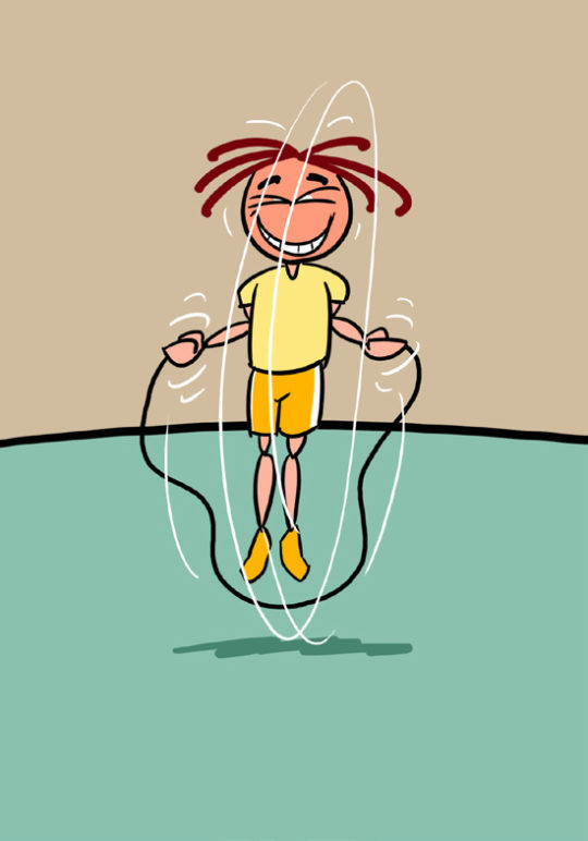 comic: Ein Kind beim Seilspringen.