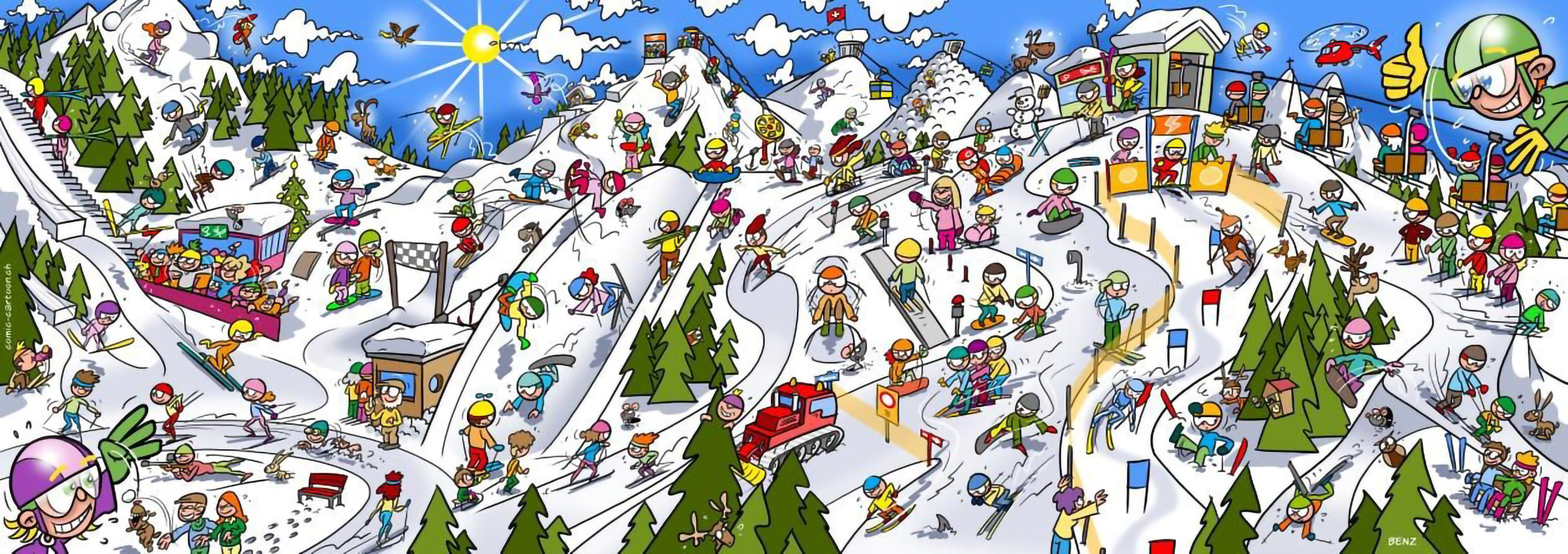Wimmelbild aus Booklet "Swiss Ski Skills"